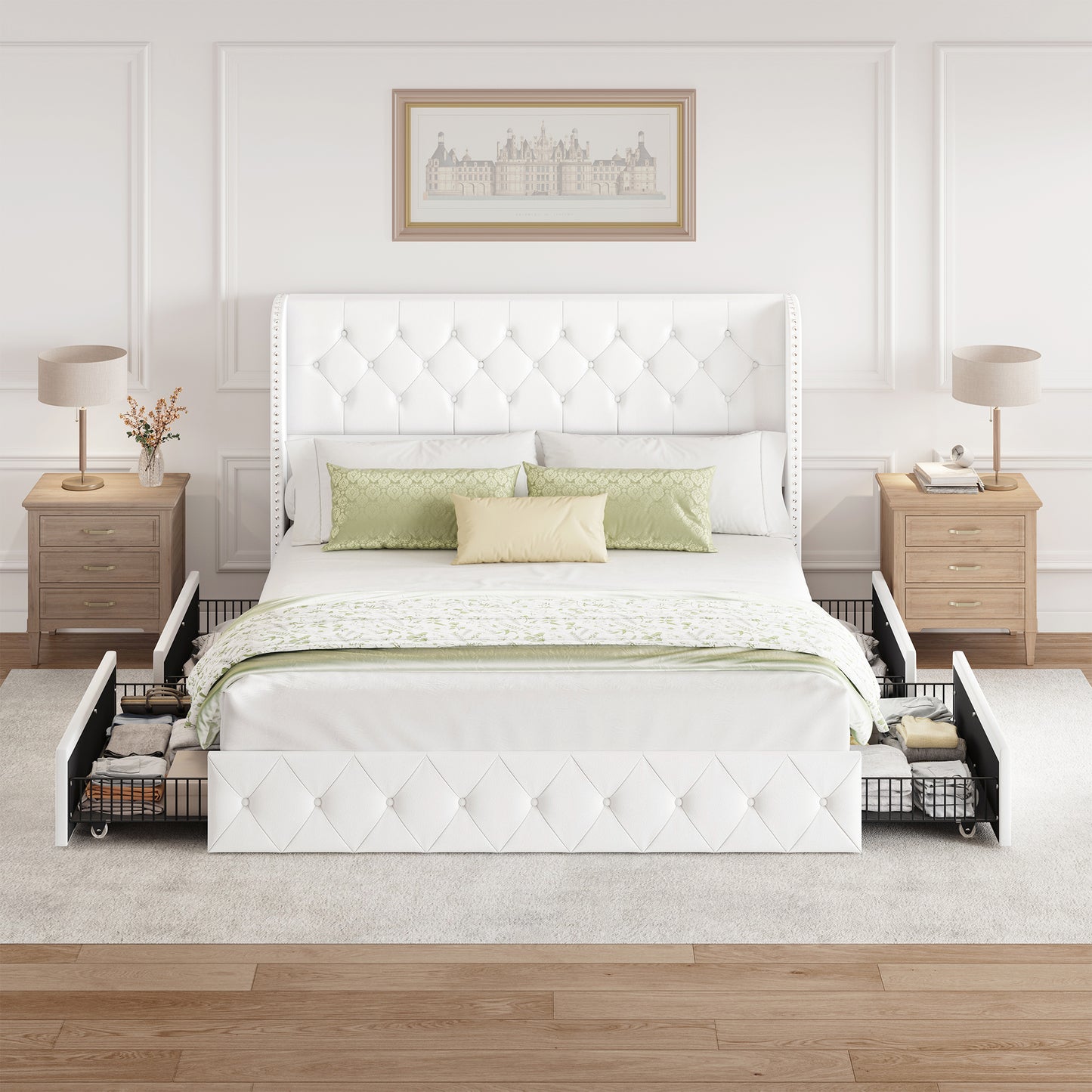 Breltam Bed Frame with Storage Drawers and Wingback Headboard