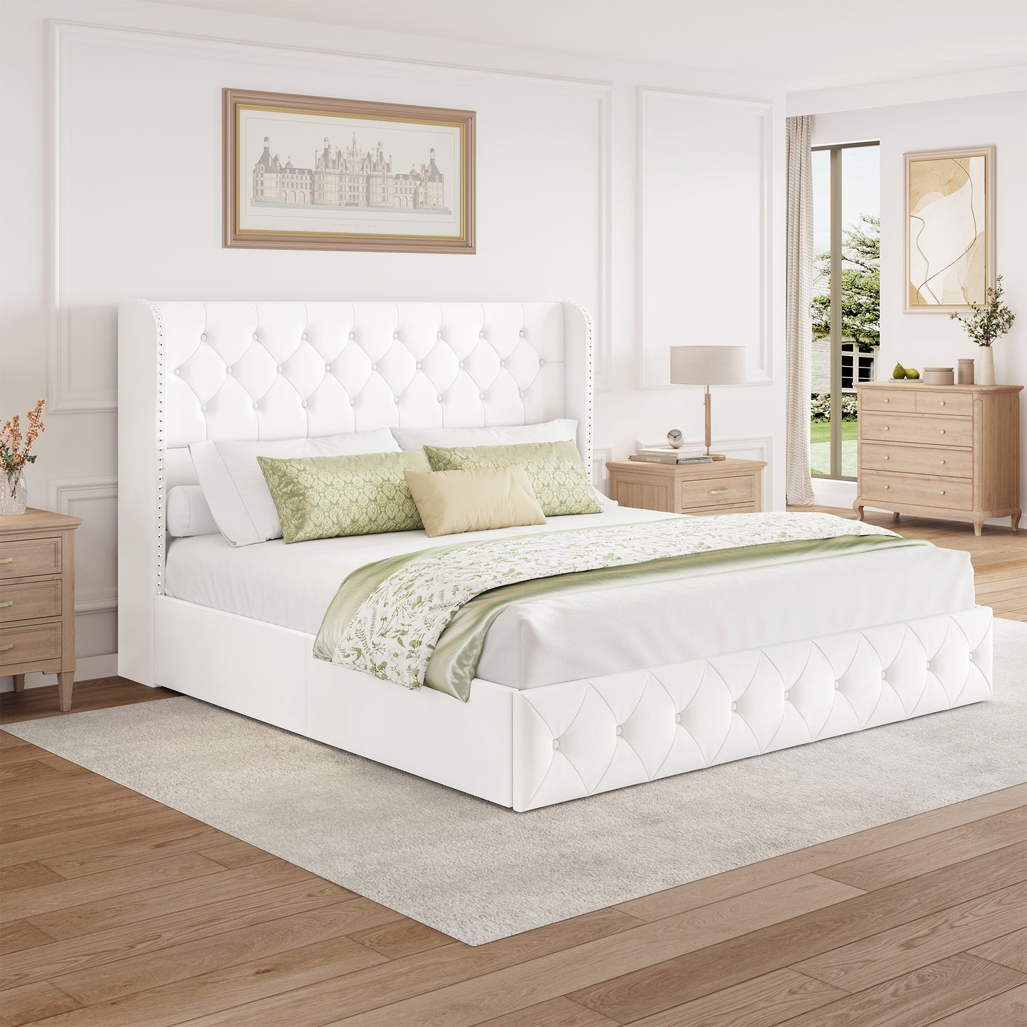 Breltam Bed Frame with Storage Drawers and Wingback Headboard