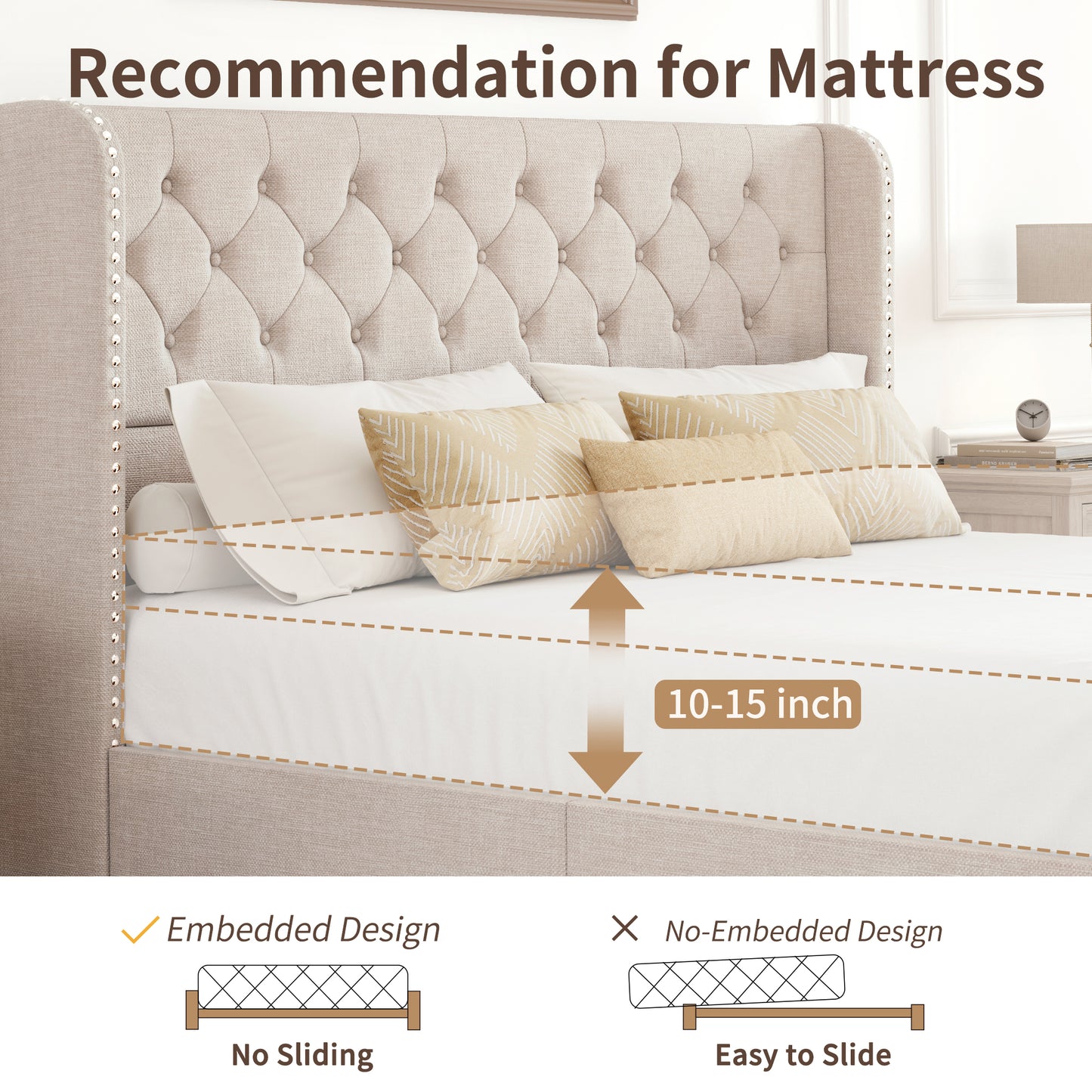 Breltam Bed Frame with Storage Drawers and Wingback Headboard