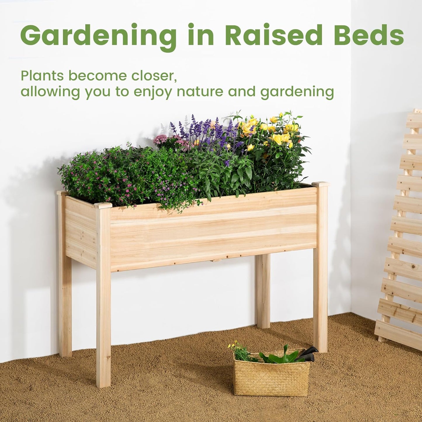 Breltam Outdoor Standing Raised Planter Boxes on Legs for Gardening