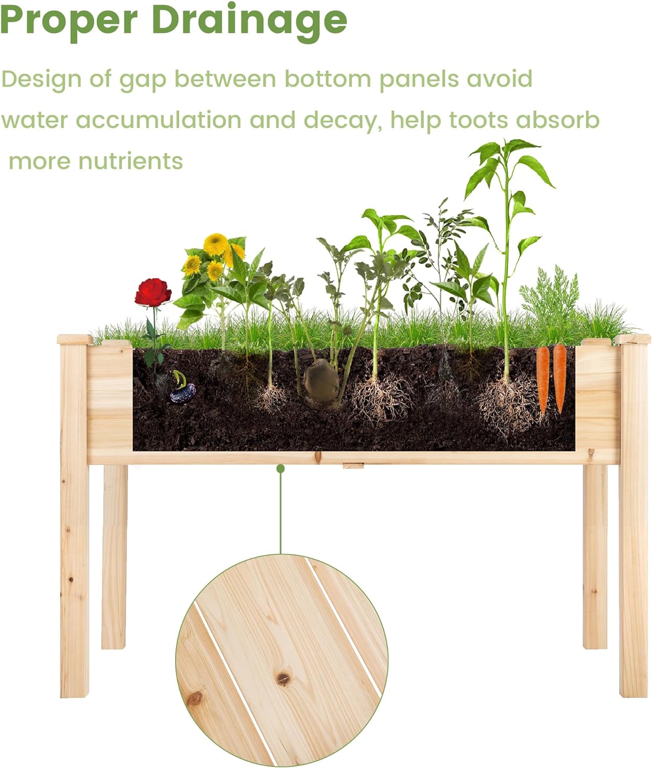 Breltam Outdoor Standing Raised Planter Boxes on Legs for Gardening